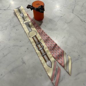 Authentic Hermes “Grand Tralala Silk Twilly Rose